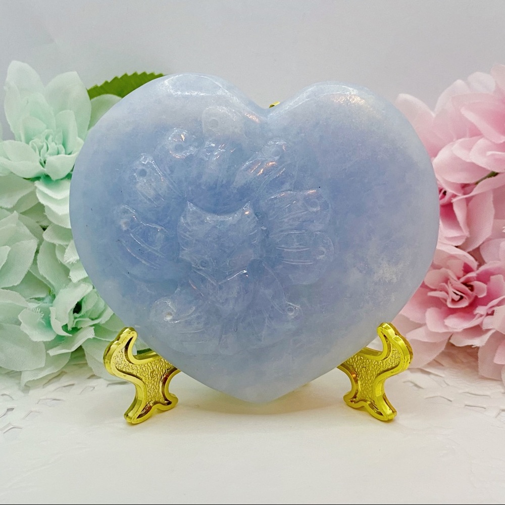 Nature Aquamarine Crystal Nine Tailed Fox 🦊 Heart